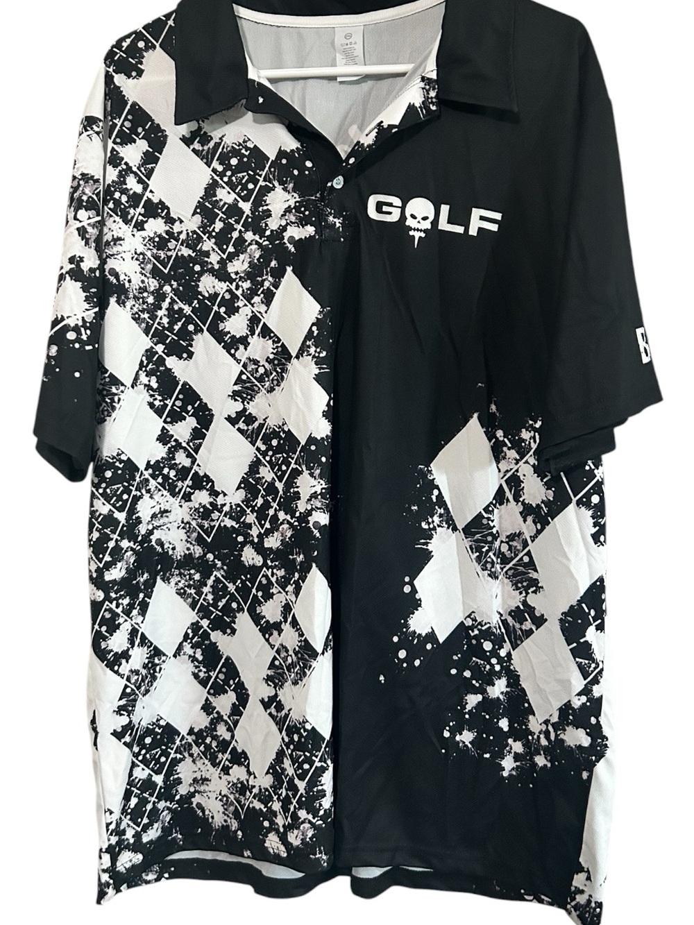 Black & White Graphic Polo Shirt